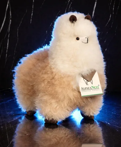 Miniatura 20 de Alpaca Animal de Peluche – 9 pulgadas. Linda Alpaca de Peluche Suave y Abrazable, Juguete de Alpaca de Peluche Hecho a Mano con Pelo Natural de Beige