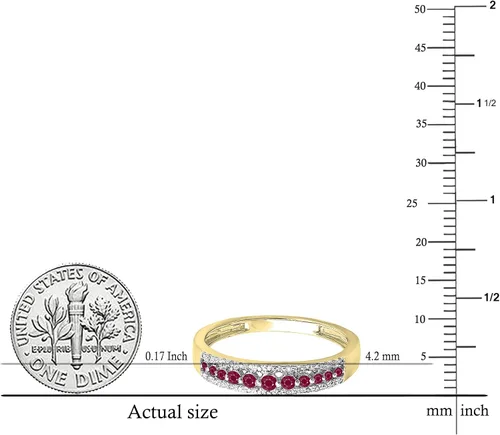 Miniatura 4 de Dazzlingrock Collection Round Gemstone or Diamond & White Diamond Triple Row Anniversary Ring for Women in Gold