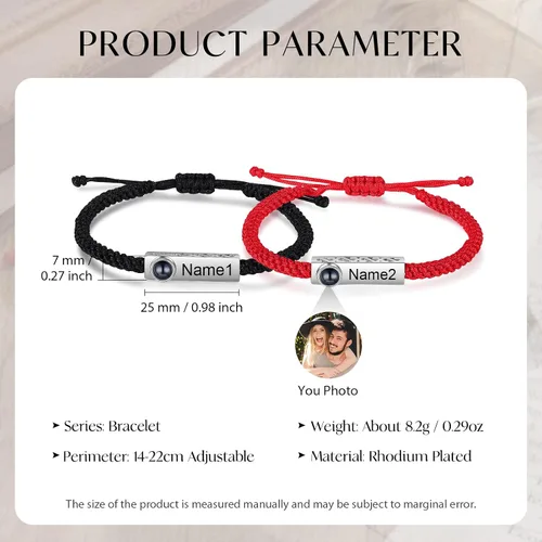 Miniatura 3 de Pulsera personalizada con imagen en el interior, pulseras personalizadas para parejas de proyección de fotos para él y ella, pulseras a juego