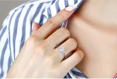 Miniatura 4 de 10K White Gold Forever Classic Created Moissanite by Charles Colvard and White Created Sapphire Women Solitaire Ring 160 Cttw Oval 8X6MM Available