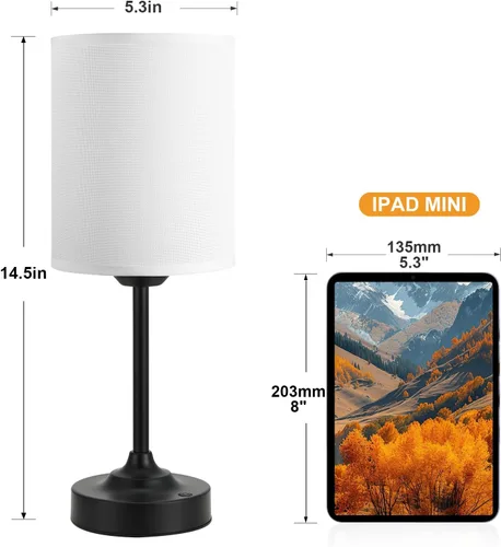 Miniatura 5 de Lámpara de mesa Cordlss con control táctil, lámpara recargable USB-C con atenuación continua, 4000 mAh, funciona con pilas, lámpara de noche