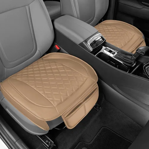 Miniatura 10 de Motor Trend Funda para Asiento Trasero - Funda de Asiento Trasero de Cuero Sintético Beige con Costuras en Diamante para Coches, Camiones, SUV
