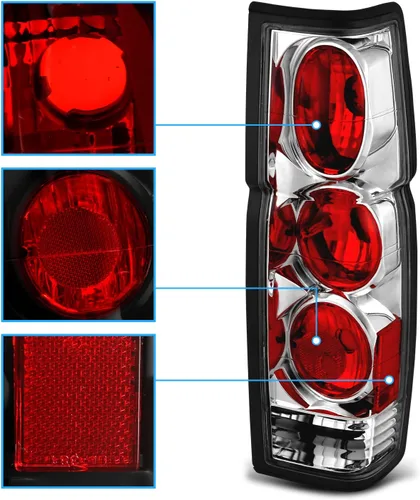 Miniatura 3 de AmeriLite Juego de luces traseras de freno de repuesto cromadas para Hardbody D21 - lado del pasajero y del conductor