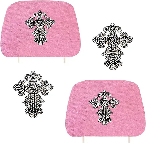 Miniatura 19 de ALLBrand Fundas universales para reposacabezas de asiento de automóvil, camión, con diamantes de imitación, color rosa, paquete de 2
