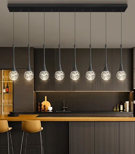 Miniatura 9 de 16 Luces Moderna Lámpara de Techo de Cristal Glam para Techo Alto, Lámpara Colgante LED Regulable para Escalera, Vestíbulo, Entrada, Sala de Estar