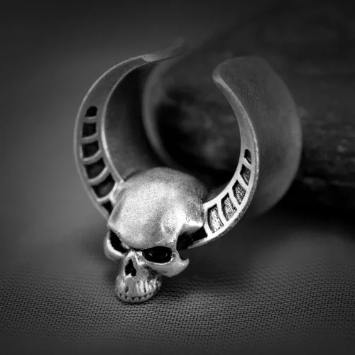 Miniatura 2 de ERKUOO 2 piezas de apertura de túneles de oreja, cuernos de calavera, calibre de oreja, piercing expansor, estirables, joyería de moda, piercing