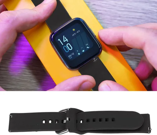 Miniatura 3 de Correa de reloj inteligente, ajuste libre de silicona agradable a la piel, anti pérdida, correa de reloj suave para Amazfit Bip U negro