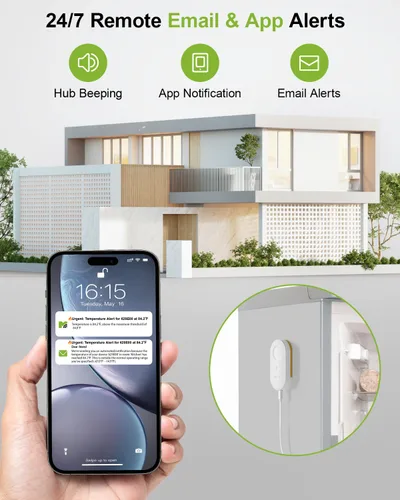 Miniatura 3 de MOCREO Termómetro WiFi para congelador con alarma de congelador, pantalla de pantalla, alertas de zumbador de correo electrónico de aplicación