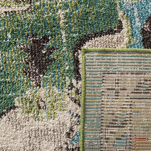 Miniatura 5 de Safavieh Tapete decorativo de 2 pies 2 pulgadas x 4 pies de la colección Monaco, verde y celeste, diseño desgastado de medallón, no desprende