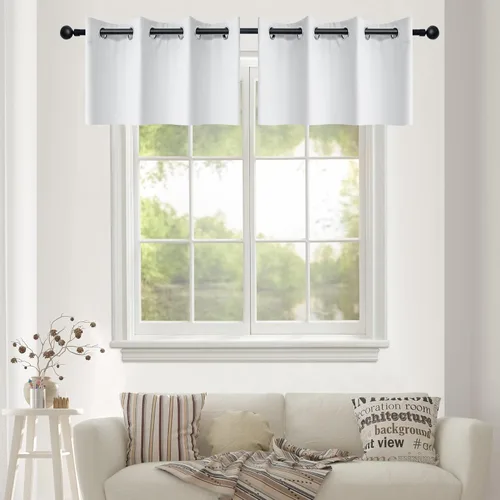 YGO Cenefas de cortina de ventana blancas con ojales en la parte superior, cortinas pequeñas para cocina y baño, oscurecimiento de la habitación,