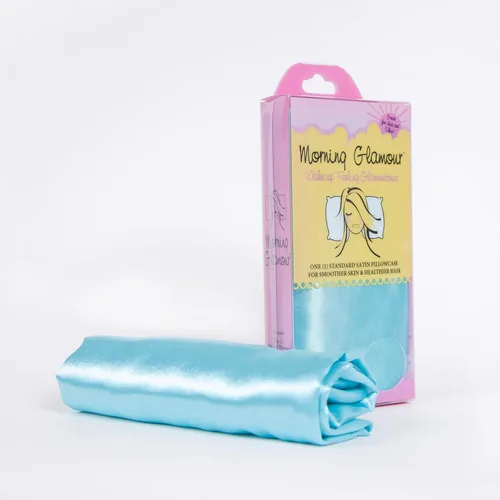Morning Glamour Signature - Funda de almohada de satén estándar/Queen (aguamarina)