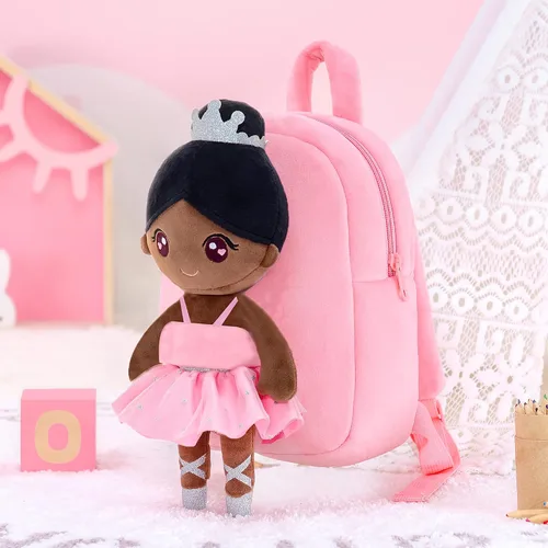 Miniatura 5 de Gloveleya Mochila para niñas pequeñas con muñeca de bailarina suave rosa a partir de 2 años