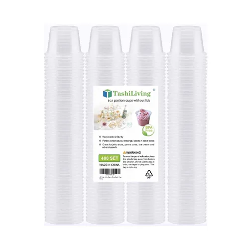 Miniatura 6 de [400 unidades de 1 onza] Vasos desechables de plástico, vasos pequeños transparentes, tazas de condimentos, degustación de condimentos, salsa