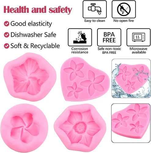 Miniatura 2 de ZiXiang Frangipani Plumeria - Molde de silicona floral de hibisco para fondant de flores de hibisco para decoración de cupcakes, decoración
