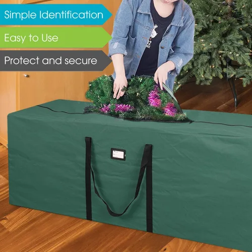 Miniatura 5 de Bolsa de almacenamiento para árbol de Navidad que se adapta hasta a 2 m Árbol navideño desmontado de 50 x 15 x 20 pulgadas, contenedor, caja de Verde