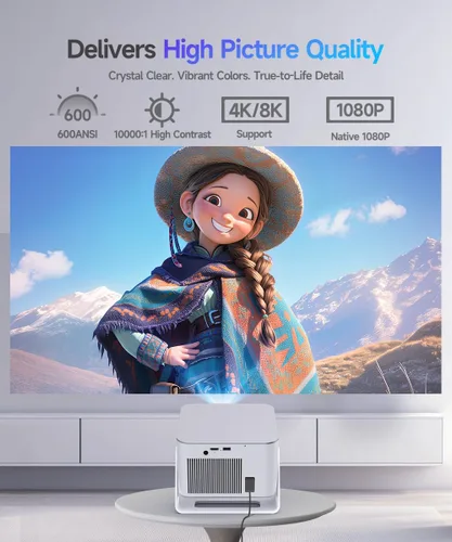 Miniatura 6 de Proyector Mini Android 14 con Soporte 4K 8K, Proyector Inteligente con Wifi y Bluetooth, 600 ANSI, Enfoque Automático y Keystone, Evitción