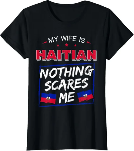Miniatura 32 de My Wife Is Haitian Republic of Haiti Heritage Roots - Camiseta con bandera, Negro, S