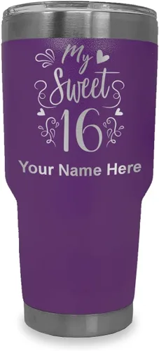 Miniatura 25 de LaserGram Taza aislada al vacío de 20 onzas, My Sweet 16, grabado personalizado incluido (gris)