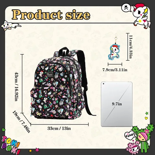 Miniatura 2 de Tokidoki Mochila con llavero Unicorno linda mochila de viaje para laptop para mujer, bolsa casual, mochila ligera, mochila de día