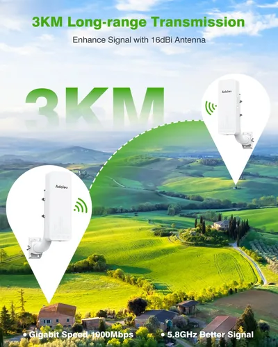 Miniatura 2 de Puente inalámbrico Gigabit CPE661 con soportes, emisoras WiFi duales, extensor WiFi punto a punto para exteriores de 1.9 mi y 5.8 GHz, extensión