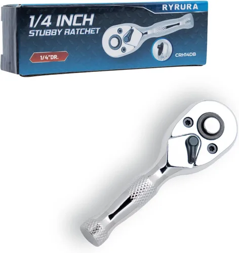 Manija de trinquete corta de 1/4 pulgada, llave de trinquete mini, llave de dados de 1/4, 72 dientes, liberación rápida, reversible, acero de