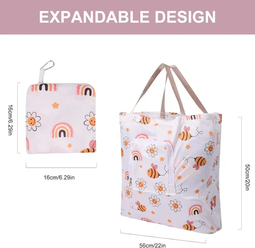 Miniatura 3 de Paquete de 2 bolsas de lavandería de viaje con asa y cordón, bolsas plegables expandibles para ropa sucia con gancho y cremallera, 23 x 20 pulgadas