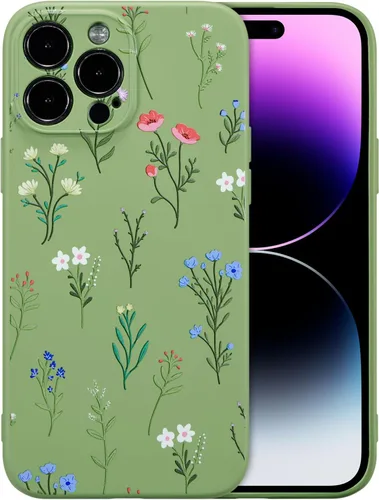 Miniatura 133 de RALEAVO Funda Floral para iPhone 12, Cubierta de Silicona Líquida con Bonito Patrón de Rama de Flores para Niñas y Mujeres, Funda Protectora de Goma