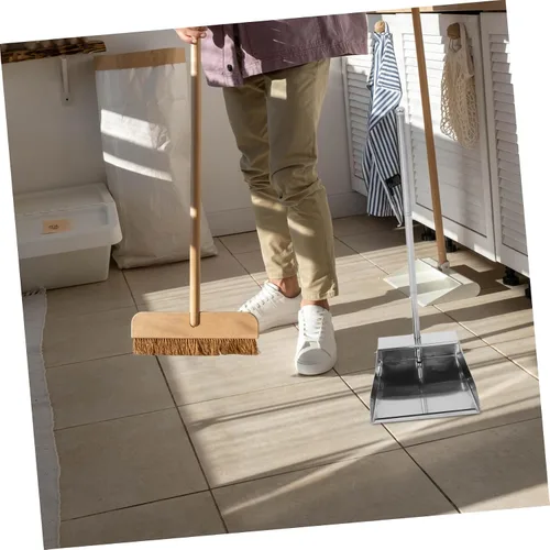 Miniatura 8 de Recogedor de pie de acero inoxidable con mango resistente, cacerola de metal para interiores y exteriores, pala de chimenea