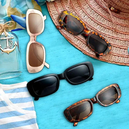 Miniatura 7 de Frienda Gafas de sol negras rectangulares retro gruesas, modernas, cuadradas, vintage, de los años 90, para mujeres y hombres