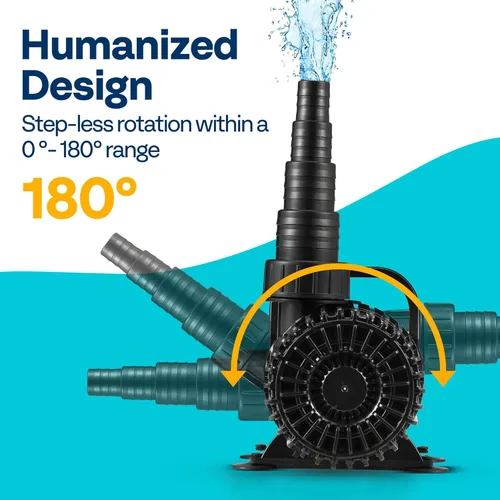 Miniatura 6 de VIVOHOME Bomba de agua sumergible de 175W 3000GPH con boquilla ajustable sin costuras de 180° y bolsa de barrera para estanque de peces koi