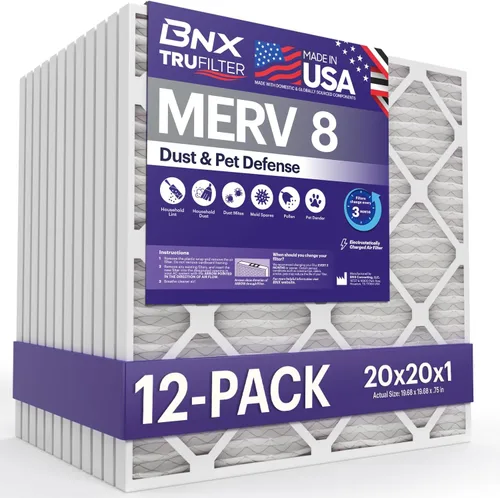 Miniatura 34 de BNX TruFilter - Filtro de aire MERV 8 de 16 x 25 x 1 pulgadas (paquete de 12) – Fabricado en Estados Unidos – Protección contra el polvo
