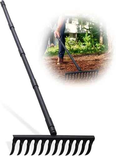 Miniatura 9 de Pragmatist Rastrillo de arco resistente de 60 pulgadas con cabeza de metal para jardín con mango de acero inoxidable ajustable, herramienta