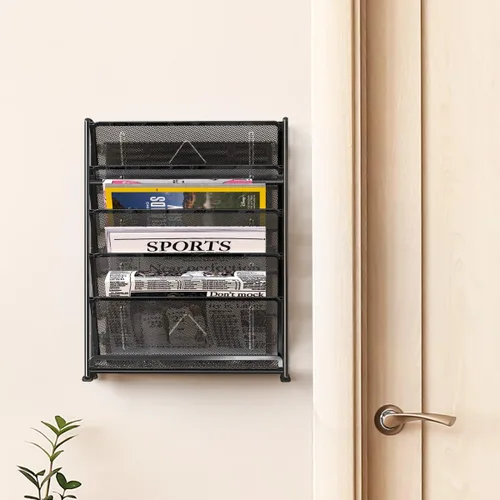 Miniatura 4 de Simple Houseware Organizador de documentos y cartas para montar en pared, de 6 niveles, negro