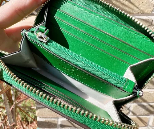 Miniatura 3 de Kate Spade Traveler - Funda pequeña con cremallera para tarjetas, color verde y blanco, jacquard, Verde multi