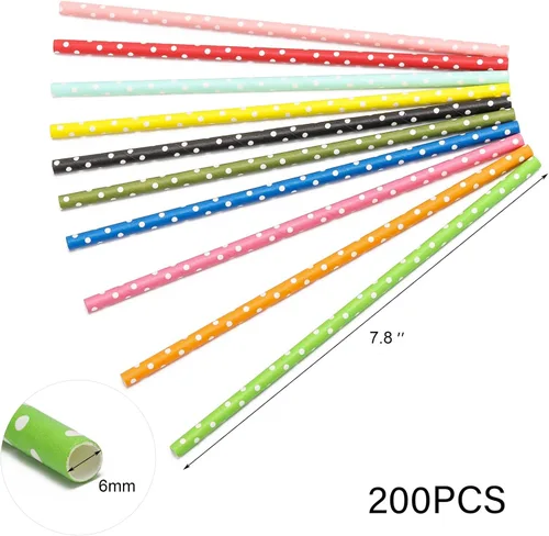 Miniatura 2 de 200 pajitas de papel biodegradables multicolor para suministros de fiesta, cumpleaños, novia/baby shower, decoraciones de Navidad y celebraciones