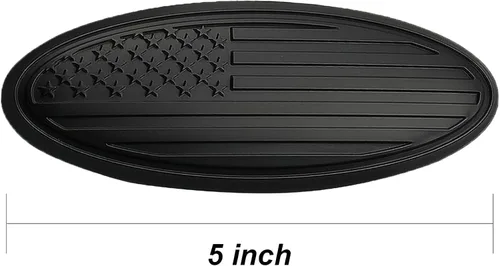 Miniatura 7 de Emblema de superposición de 5 pulgadas para puerta trasera ovalada de bandera negra americana para Ford Bronco 2021-2023 (negro mate)