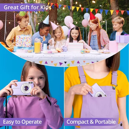 Miniatura 6 de Cámara digital 1080P 44MP Cámaras digitales, cámara de apuntar y disparar para niños con zoom de 16X, antivibración, cámara compacta de viaje