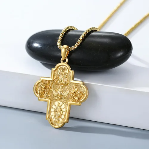 Miniatura 174 de Collar de plata de ley 925 con medalla de San Patrón, colgante de protección católica, amuleto, joyería religiosa para hombres y mujeres