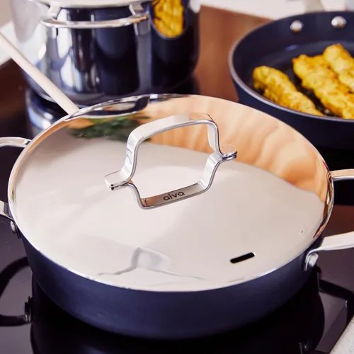 Miniatura 8 de Alva Maestro - Sartén antiadherente de cerámica de 3.5 cuartos de galón con tapa, color negro, sin PTFE, PFOA o PFAS, apta para inducción y horno