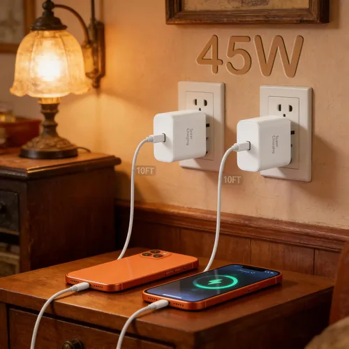 Miniatura 7 de Cargador súper rápido de 45 W para Samsung, cargador de teléfono Android, cable USB C a C de 10 pies de largo con bloque de carga PD/PPS de 45 Blanco