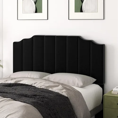 Befurtori Cabecera Solo Tamaño Queen, Cabecera de Terciopelo Montada en Pared Tamaño Queen para Cama Ajustable, Diseño Moderno de Canal Vertical con