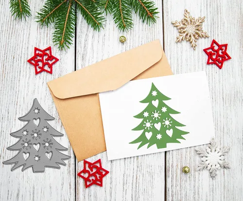 Miniatura 4 de 2 troqueles de corte de metal para árbol de Navidad, diseño de mariposa y estrella, plantillas en relieve para hacer tarjetas, álbumes de recortes