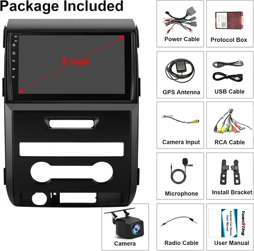 Miniatura 7 de Plug and Play 4G+64G Android 15 Estéreo de coche para Ford F150 2009-2014, Carplay inalámbrico Android Auto 9 pulgadas QLED 1280 * 800 pantalla