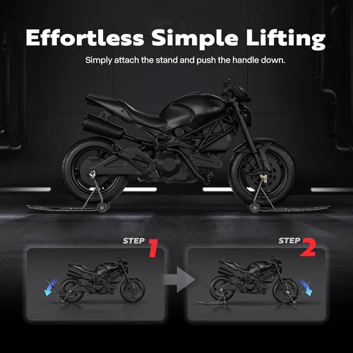 Miniatura 6 de SPECSTAR Soportes universales para motocicleta, capacidad de 882 libras, ruedas delanteras y traseras, combo de elevación con carrete de basculante