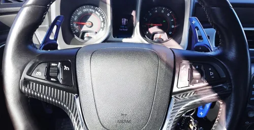 Miniatura 6 de iJDMTOY Extensiones de palanca de cambios de paleta de aluminio CNC azul más grandes compatibles con Chevy Camaro 2012-15, Cadillac CT6 XT5 2016-19