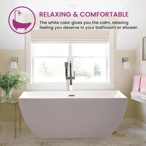 Miniatura 5 de Vanity Art Bañera independiente acrílica de 67 x 32 pulgadas Bañeras de mejoras para el hogar con diseño contemporáneo para remojo y baño