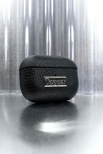 Miniatura 2 de Tapper Funda negra de cuero y hematita negra plateada para AirPods Pro