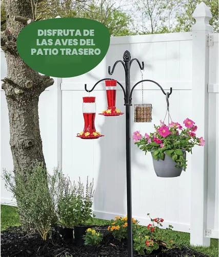 Miniatura 7 de Comedero para colibríes de 10 onzas, juego de 2 comederos de plástico para colibríes para exteriores, con protector de hormigas integrado, perca
