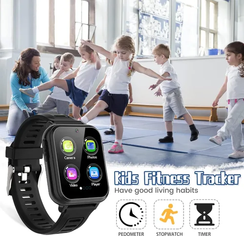 Miniatura 7 de Reloj inteligente para niños, reloj inteligente con 39 juegos, pantalla táctil HD, cámara de video, reproductor de música, podómetro, linterna