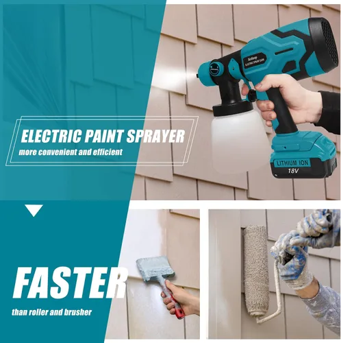 Miniatura 2 de Pulverizador de pintura para batería Makita de 18 V, pulverizadores de pintura HVLP inalámbricos para interior y exterior del hogar, rociador